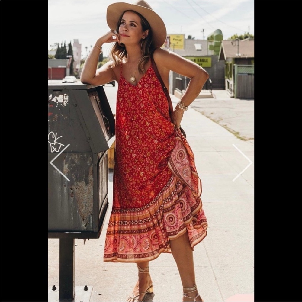 Spell & Gypsy Dahlia strappy midi dress cherry red *flaws - Picture 5 of 10
